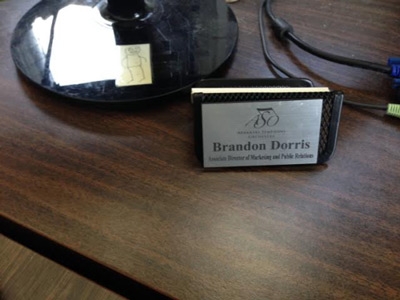 business card on desk