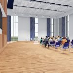rendering of rehearsal hall with seated people
